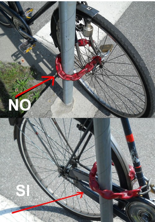 Tubo tagliato ma non visibile  per rubare bicicletta