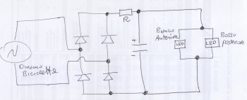 Diode power supply diagram for bike with dynamo - alimentazione diodi LED con dinamo bici