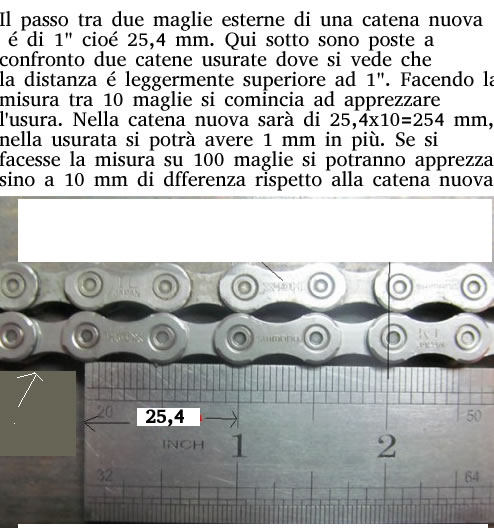 comparison of new and worn bicycle chain - confronto catena bicicletta nuova e consumata